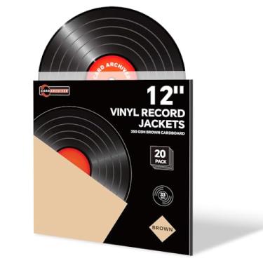 Imagem de 20 peças de jaquetas marrons de disco de vinil LP de 30 cm, mangas de papelão de 350 g/m² sem orifício central, capas de álbum em branco para armazenamento e proteção de 33 RPM, jaquetas de LP grossas