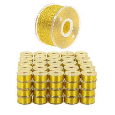 Imagem de Mandala Crafts 144 Gold SA156 Bobinas pré-enroladas para máquina de costura Singer - SA156 bobinas para máquina de costura Brother - Linha de bobina pré-preenchida 15J para bordado
