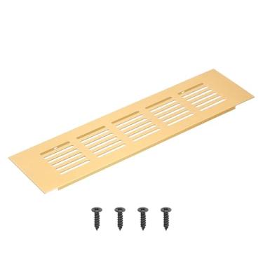 Imagem de PATIKIL Grade de ventilação retangular de 2,4 x 2,4 polegadas, tampa de ventilação de alumínio com parafusos de montagem para guarda-roupa de porta de armário de armário, dourado