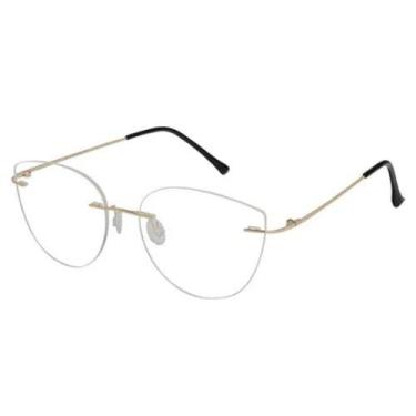 Imagem de Óculos Armação de Grau Feminina Gatinho sem Aro em Titanium Original -