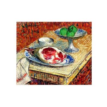 Imagem de Natureza Morta Quadro Parede em Tela-Famosas Pinturas para Sala de Jantar-Perna de cordeiro-Decoração Cozinha Vintage 20x25cm Sem Moldura