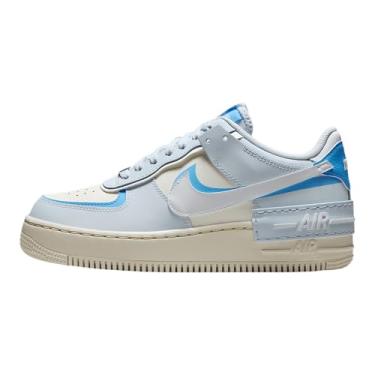 Imagem de Nike Tênis feminino Air Force 1 Shadow (DZ1847-400, cor azul/azul universitário/vela/branco), Azul matizado/azul universitário/vela/branco, 38