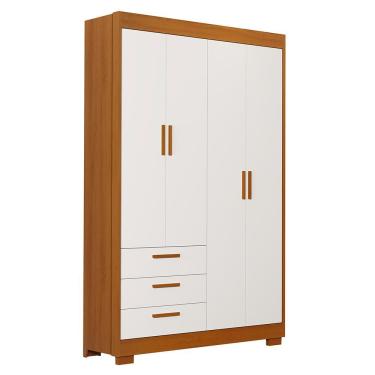 Imagem de Guarda Roupa Infantil Zaki 4 Portas e 3 Gavetas - Reller Móveis Branco Fosco/Savana