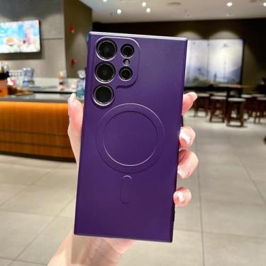Imagem de HJZSZX Capa traseira de silicone líquido com carga magnética sem fio para Samsung S25Plus (para Samsung S25Plus/roxo escuro)