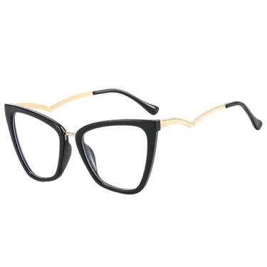 Imagem de Armação para óculos de sol femininos anti-luz azul, tamanho grande (preto)