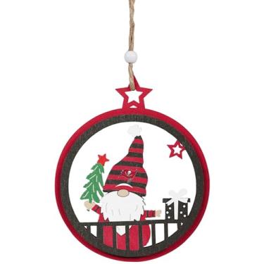 Imagem de FOCO Ornamento de círculo de gnomo de madeira NFL Tampa Bay Buccaneers – Decoração de Natal oficialmente licenciada