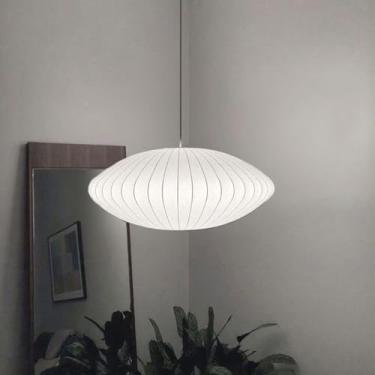 Imagem de MIXL - Luminária pendente grande de seda branca, lanterna decorativa pendurada, luminária de sala de jantar estilo boho, luminária pendente estilo fazenda para corredor sala de estudo