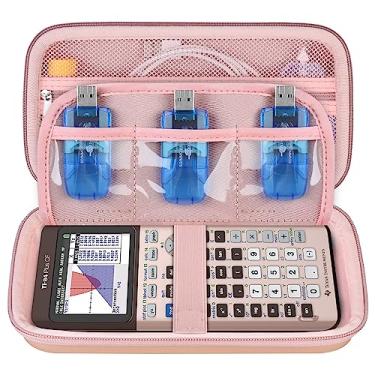 Imagem de Supmay Capa rígida para calculadora gráfica colorida Texas Instruments TI-84 Plus CE/TI-84 Plus/TI-83 Plus CE/TI-Nspire CX II CAS/TI-Nspire CX II, suporte de armazenamento com bolsos de malha para