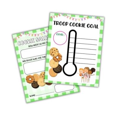 Imagem de Folha de meta de vendas da tropa de biscoito escoteiro | Pacote com 50, 21,6 x 28 cm, número de líder de tropa com termômetro de configuração de planilha, rastreador, ferramenta de vendas Axolotl