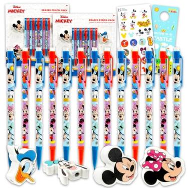 Imagem de Lápis mecânicos e borrachas Mickey e Minnie, lembrancinhas de festa, 20 lápis e 8 borrachas para bolsas de brindes, sacolas, prêmios de sala de aula e muito mais | Artigos de festa Disney para