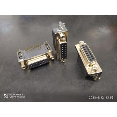 Imagem de 3x Conector Db15 Femea 90 Pci Longo Com Retenção