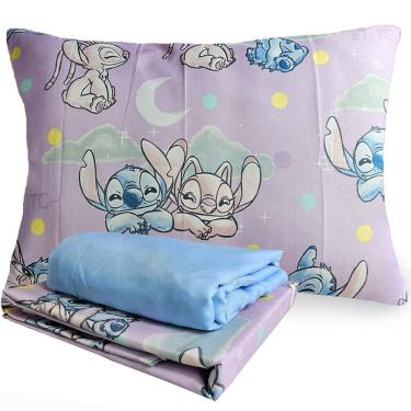 Imagem de Jogo de Cama Infantil Stitch Angel Rosa Solteiro Estampado Microfibra 3 pecas Lepper