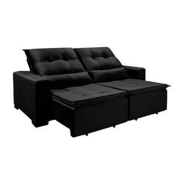 Imagem de Sofá 5 Lugares Chicago 2.30 Mts Com Pillow Veludo Preto