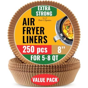 Imagem de 240 peças de forros de fritadeira a ar para ninja, forros redondos descartáveis de papel para airfryer – antiaderentes e à prova de óleo para facilitar a limpeza, ótimo para forno, frigideiras e assar