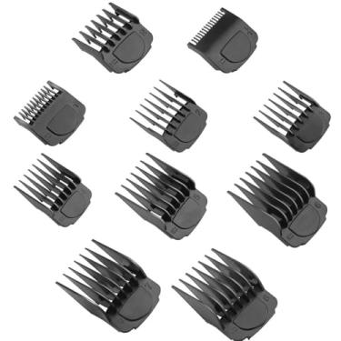 Imagem de Para guias de corte Wahl Clippers, protetor de aparador de cabelo profissional Kaynway com ímã nº de 1/16" a 1", 10 peças (preto)