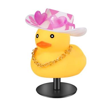 Imagem de AILOVETECK Decoração de pato de borracha para carro com suporte de plugue de pato, pato de painel para jipe de carro, patos de carro para painel, acessórios engraçados para painel de carro, presente