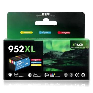 Imagem de Meinttsemm Pacote com 3 cartuchos de tinta de substituição 952XL com chip inteligente 952 compatível com HP OfficeJet Pro 8210, 7720-7740, 8702, 8710-8740 Series