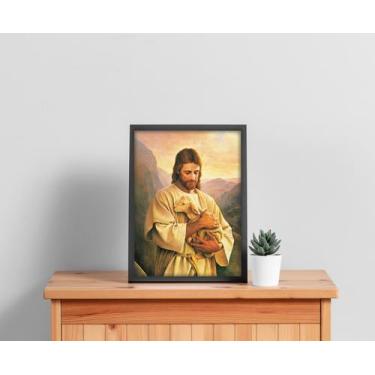 Imagem de Quadro Com Moldura Religiosos Jesus Cristo Bom Pastor - Core Decore, G