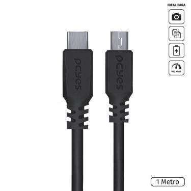 Imagem de Cabo Usb Tipo C Para Mini Usb B 2.0 Para Type C Tipo C 1 Metro Preto - Pucmbp-1