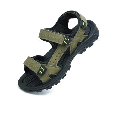 Imagem de ZOKSOVE Sandálias masculinas de bico aberto, sandália atlética e de caminhada ao ar livre, impermeável, leve com alça ajustável, Verde oliva, 40