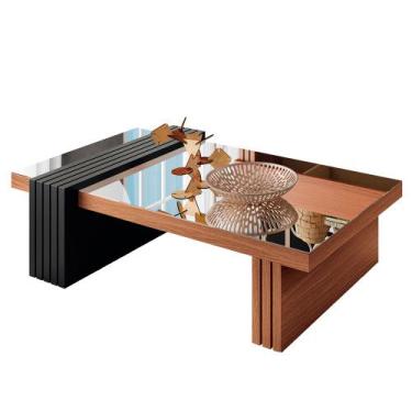 Imagem de Mesa de Centro para Sala de Estar com Espelho Mary Nature/Preto - Mont