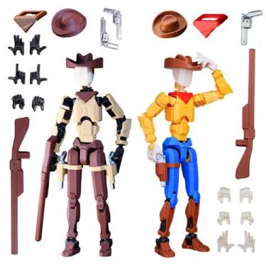 Imagem de Pacote com 2 bonecos de ação JoriBobo Cowboy T13 de 13 cm para colecio