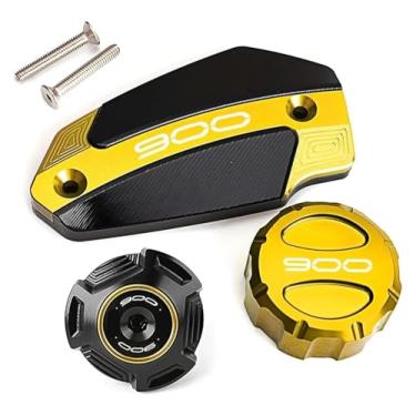 Imagem de Compatível com Z900 Z 900 ABS 2017-2024 2023 tampa do reservatório de fluido de freio dianteiro traseiro para motocicleta, acessórios de tampa de enchimento de óleo do motor (conjunto de ouro)