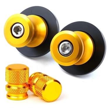 Imagem de BYYINGSUS Compatível com MT09 Tracer MT-09 2017-2023 2020 2022 Acessórios de motocicleta Acessórios de bobinas deslizantes de braço oscilante Parafusos de suporte de 6 mm (ouro combinado)