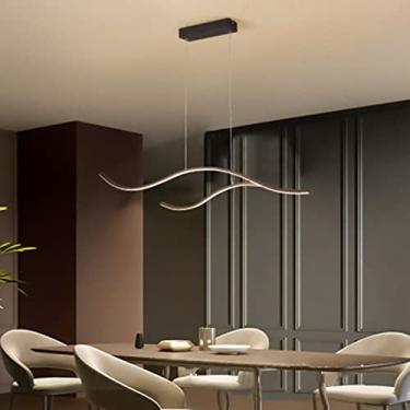 Imagem de Luminária pendente LED Wave Design, lustre de metal criativo estilo moderno, luminária suspensa com altura ajustável para ilha de cozinha, mesa de jantar, preto + branco natural - 100 cm, 30