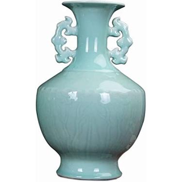 Imagem de Vaso de flores vaso de cerâmica estilo chinês ânfora vasos de porcelana azul e branco 33 centímetros grande decoração de mesa vaso de flores casa sala de estar decoração de casamento vaso de flores