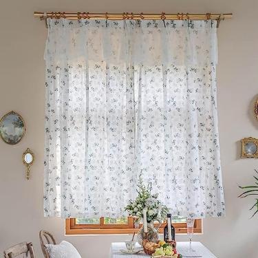Imagem de Cortina curta de cozinha cortina para janelas - para cozinha, café, banheiro, sala de estar - meias cortinas de algodão e linho cortinas de voile respiráveis - persianas curtas 1 peça, A: 140 cm x 220