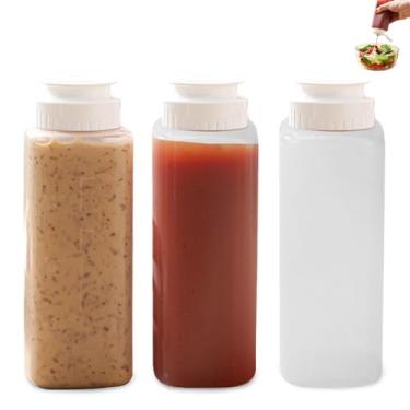 Imagem de kumet Pacote com 3 frascos de espremer condimentos de 200 ml, tampa giratória à prova de vazamento, plástico de grau alimentício, ideal para ketchup, mostarda, molho de salada e outros molhos