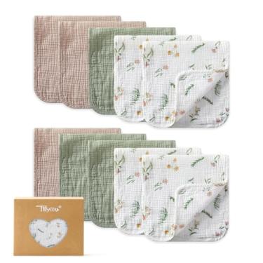 Imagem de TILLYOU Panos para arrotar musselina bebê menino menina 50,8 cm x 25,4 cm, 6 camadas absorventes 100% algodão panos grandes macios, pacote com 10 (margarida)