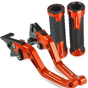 Imagem de Para Vespa Granturismo 125 200 S125 S150 GTS 125 250 300 com logotipo, manoplas para motocicletas, guidão, alavancas de embreagem de freio curto, alavanca de embreagem de freio de motocicleta (cor