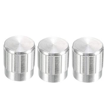 Imagem de uxcell 3 peças de botão rotativo de potenciômetro de liga de alumínio de 16 x 14 mm, para botão de volume de guitarra de eixo de 6 mm de diâmetro.