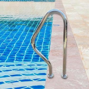 Imagem de Trilho de deck de spa para piscina, aço inoxidável 304, prata, à prova de ferrugem, corrimão humanizado para piscina, prata à prova de ferrugem