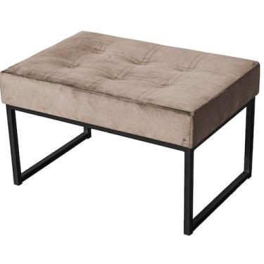 Imagem de Puff Decorativo Karina Base Preta Veludo Cappuccino - Montanaris Decor