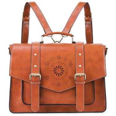 Imagem de Mochila Vintage de Couro Vegano para Laptop Feminina, ECOSUSI ES1101002A003 FUS, Marrom