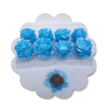 Imagem de Forminhas para Doces, 80 Peças Decorativas em Formato de Flor para Festas, Casamentos e Aniversários (Azul Claro)