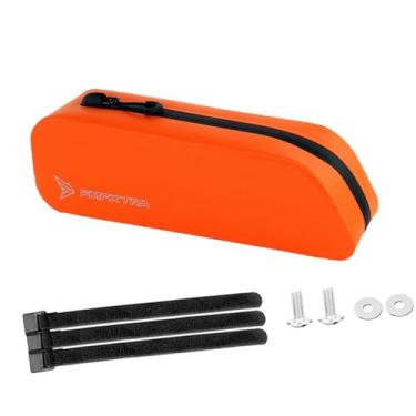 Imagem de kowaku Bolsa para quadro dianteiro de bicicleta, bolsa para tubo superior de bicicleta, para lanterna de viagem, Laranja