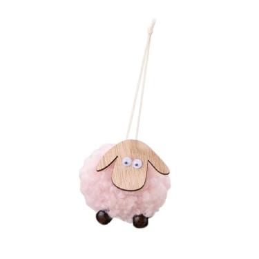 Imagem de oshhni Enfeite de Natal de cordeiro, decoração de árvore de Natal, decoração criativa de Natal, ovelha lanosa para centro de mesa festivo, suprimentos para, Rosa