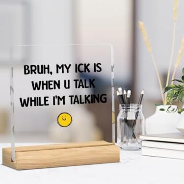 Imagem de Decoração de sala de aula engraçada para decoração de aula de inglês do ensino médio presentes para professores estudantes placa de decoração acrílica para prateleira de mesa 10 x 10 cm