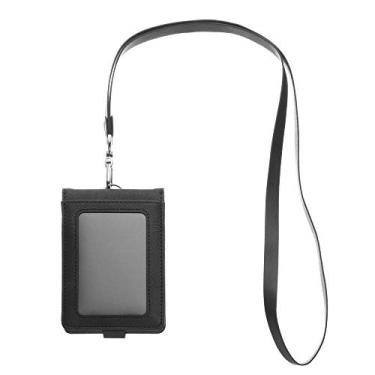 Imagem de Porta-cartões de trabalho mulheres homens nome crachá titular escritório banco cartão de crédito metal ID business case (1), Preto, Tendência