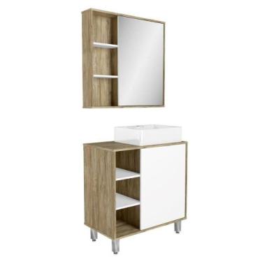 Imagem de Gabinete Banheiro Cuba E Espelheira 80Cm MultimóveisVcr10067 - MULTIMO