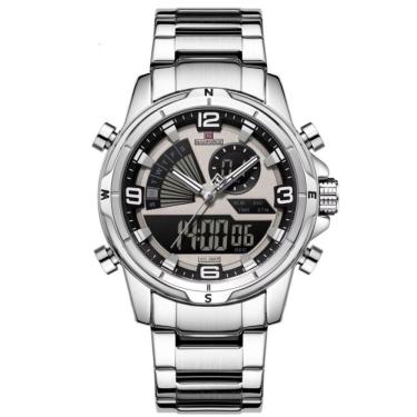 Imagem de Relógio De Pulso Eletrônico Quartzo Design Luminoso à Prova D´agua Esportivo Prata