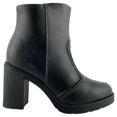 Imagem de Bota Beira Rio Feminina Salto Bloco Zíper Preta 9088101-Feminino