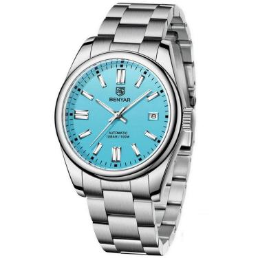 Imagem de Relógio De Pulso Masculino Automático Em Aço Inoxidável Casual à Prova D\' água Azul