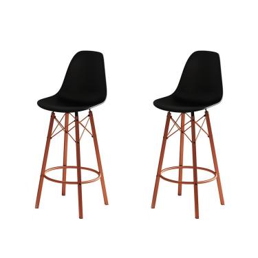 Imagem de Conjunto 2 Banquetas Eames Tubo Ferro Cobre Assento Preto