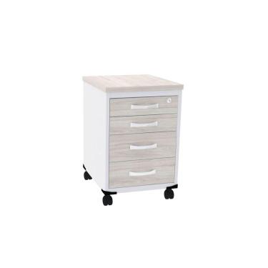 Imagem de Gaveteiro Volante 4 Gavetas Com Chaves Pe25 Em Mdp Nogueira Casablanca E Branco