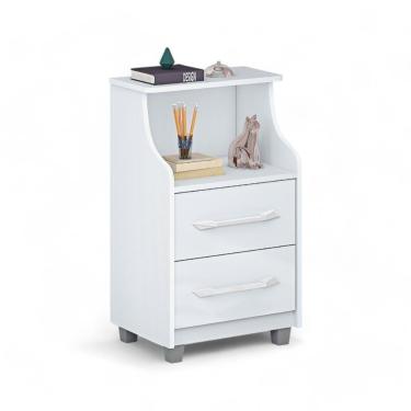 Imagem de Mesa De Cabeceira Com 02 Gavetas Topázio Branca